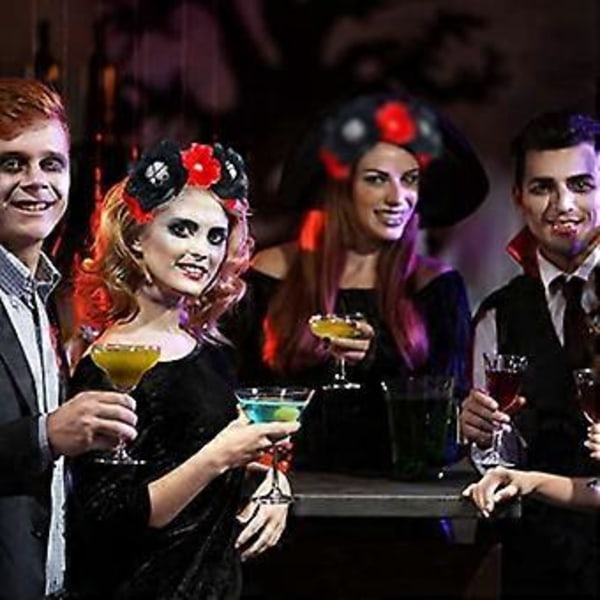 Hovedbøjle med kranie og Halloween-spindelvæv, blomsterhovedbøjle, heksehat-hovedbøjle, cosplay-dæmonhovedbøjle