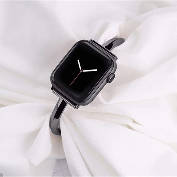 Sort 38/40/41mm, rustfrit stålarmbånd kompatibelt med Apple Watch