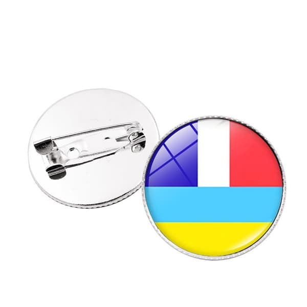 （Fred）Ukrainsk Flag Badge, Diameter 25mm（Stil 14）