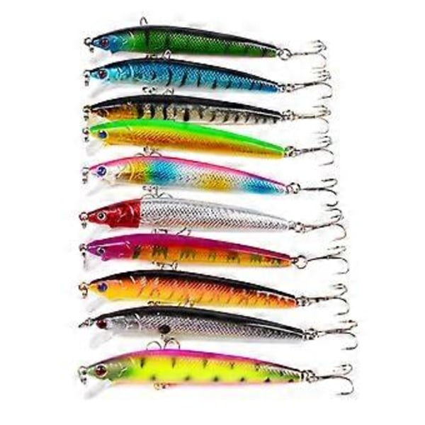 10 stk./pakke 9,5 cm 8,5 g Hård Kunstig Wobblers Minnow Fiske Agnsfisk Flydende Agnsfisk Tackle