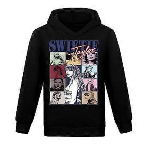 Pop Taylor Swiftie Hoodie Tröja med huva Barn Pojkar Flickor Långärmad Pullover Jumper Vardagliga Toppar Julklapp -NMAOV(7-8 År Svart)