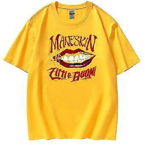 Maneskin T-shirt Beggin Maneskin Sommar Lös All-match Kortärmad T-shirt -NMAOV(2XL Gul)