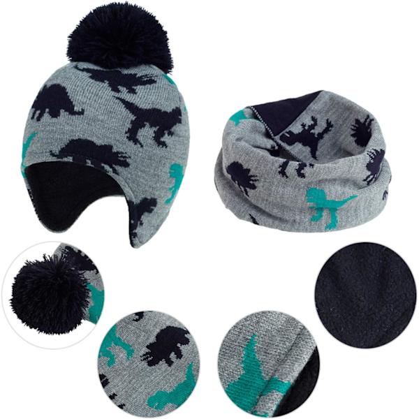 2 i 1 Barn Lue og Skjerf Vinter Varm Tykk Fleece Fôr Strikket