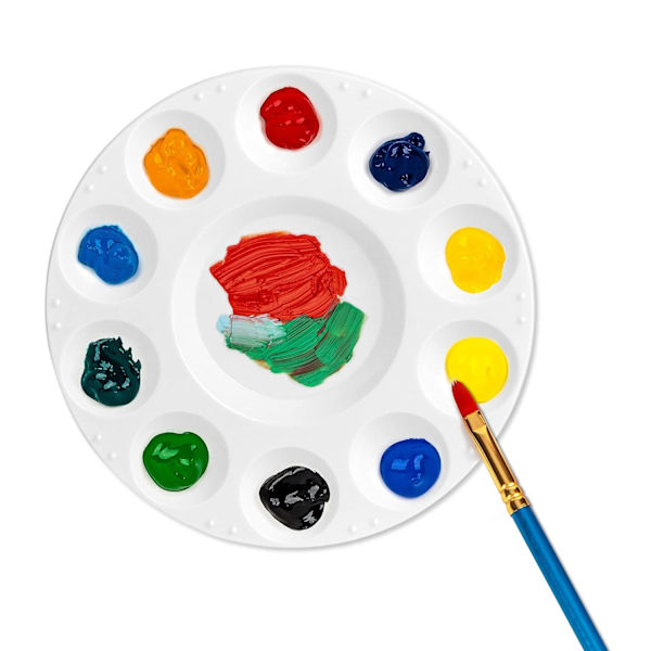 Rund Malefad Palette, Hvid, 10 stk*