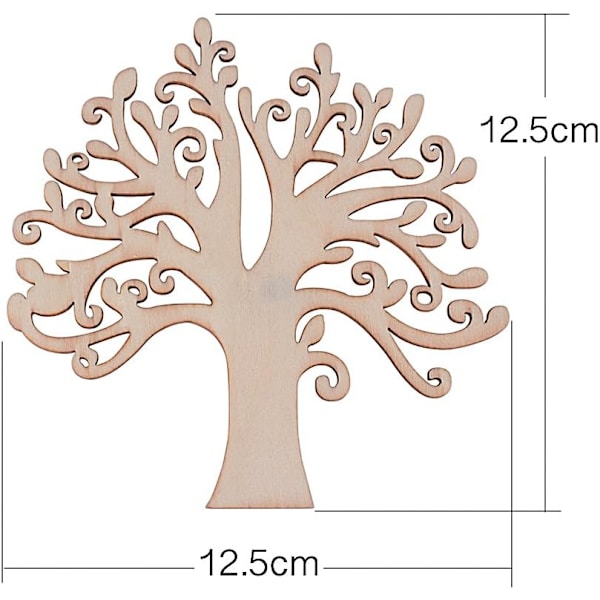 20 st 12,5 CM Trä Naturligt Trä Livets Träd Prydnader för