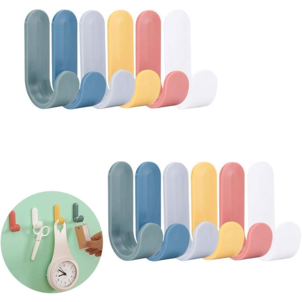 12 Pieces Wall Hooks Wall Hooks, Self Adhesive Wall Hooks, Plasti