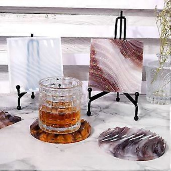 Bølgeformet Brikke Epoxy Resin Silikonform Brikkeformer for DIY Resin Vinglass Kopp Matte Hjem Dekor DIY Håndverk Laging (firkantbølge)