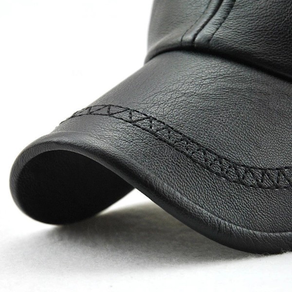 Herre Læder Baseball Cap Justerbar Cap Sports Hat Hat Bonnet F