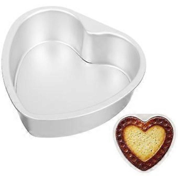 6 tommers hjerteformet kakeform med avtakbar bunn, tykk aluminiumlegering, sjokoladekakeform, bakeform (sølv)