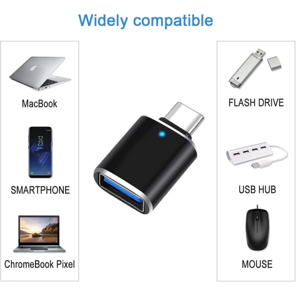 USB C til USB-adapter (3 stk.), USB C hann til USB 3.0 hunn høyhastighets OTG