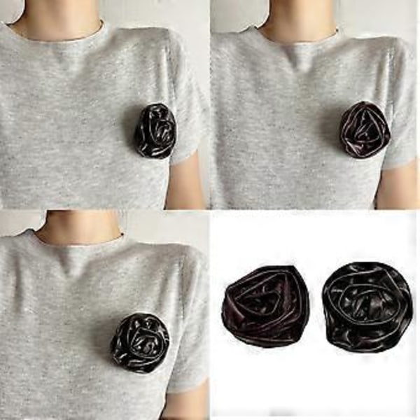 PU Läder Ros Brosch 3D Blomma Nål Mjuk PU Textur Modeaccessoar Läder Ros Nål Lämplig för Stilfulla Kläder Mörkbrun (Mörkbrun)