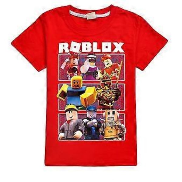 Roblox Barn T-Shirt Spel Gaming Sommar Vardaglig Kortärmad Tryckt Topp (11-12 År Röd)