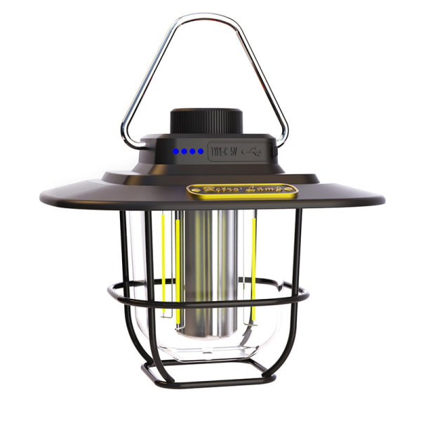 Uppladdningsbar Camping Lykta, USB C Uppladdningsbar LED Retro C