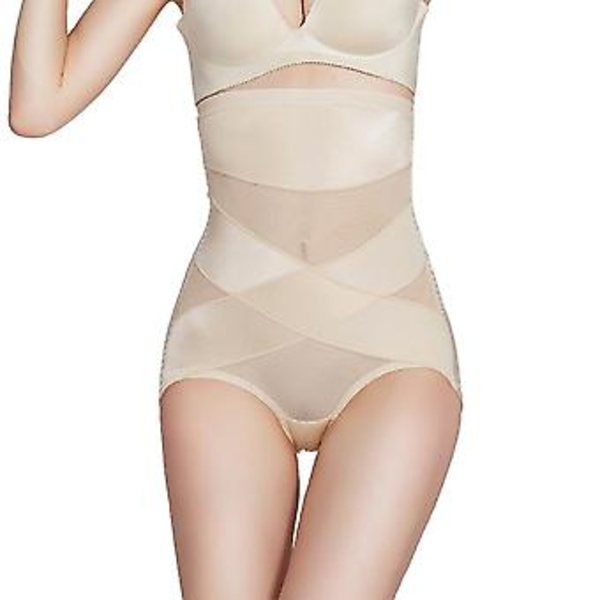 Högmidjade Kompressionsformare Slankande Korsett Magformande Byxor Trosor Shapewear (2XL Hudfärg)