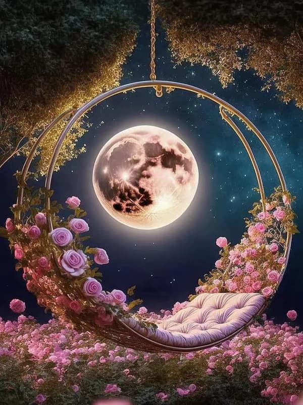30x40cm (Rose Moonlight) Timanttimaalaus, 5D Timanttimaalaus Ki