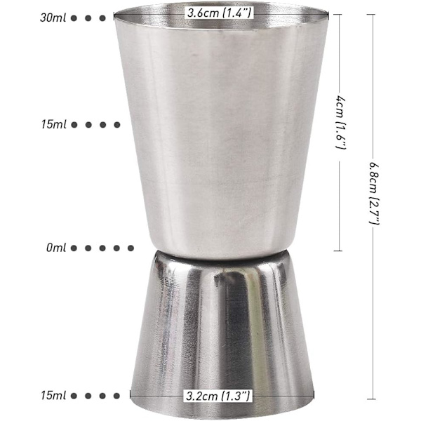 Cocktail Jigger, 15 & 30 ML Rustfrit Stål Bar Jigger (Sæt med 4)