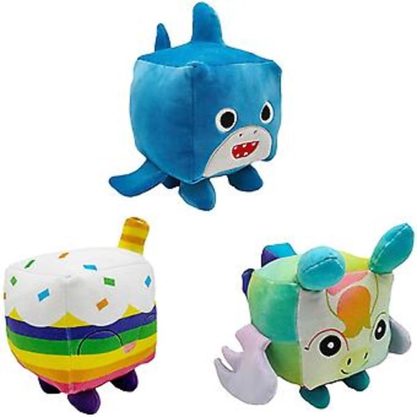 Pet Simulator X Plushies, Pet Simulator X Plush Roblox Stor Kattkod, Kawaii Cartoon Mjuk Fylld Katt Plyschdocka Kudde (3 st)