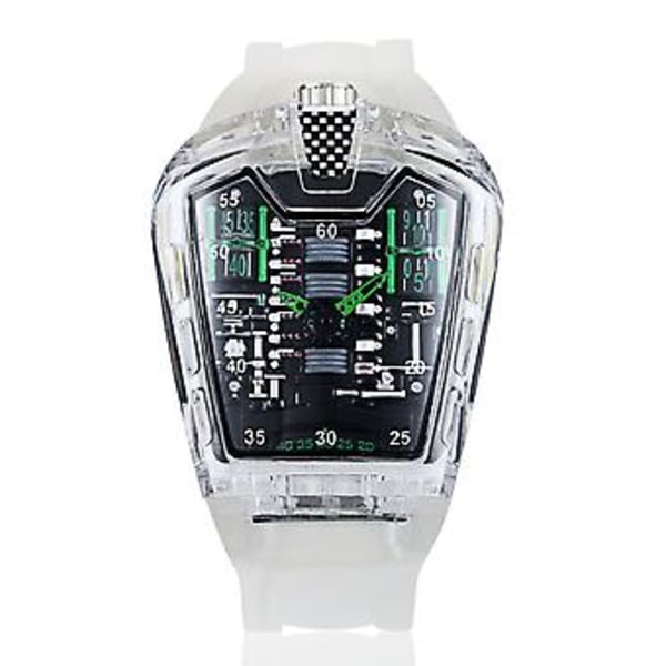 Herrklocka Trendig Personlig Transparent Silikon Quartzklocka (Transparent Grön)