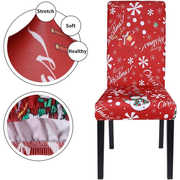 Julstretchöverdrag för stolar, set om 4 - Moderna elastiska stolsöverdrag