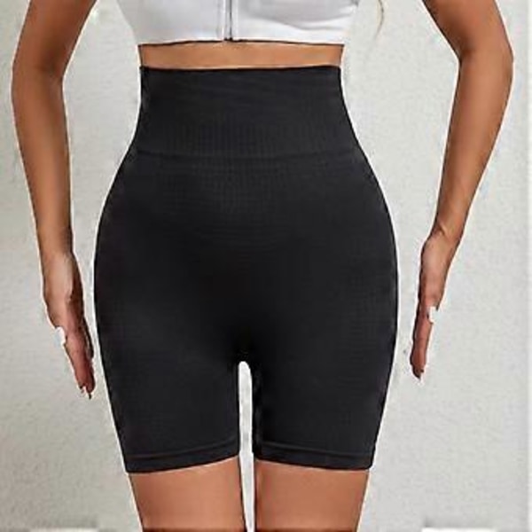 Sportshorts för damer, högmidjade shorts med magkontroll (S Svart)