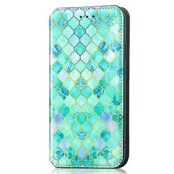 Värikäs magneettinen nahkakotelo Samsung Galaxy A12:lle (Smaragdinvihreä)