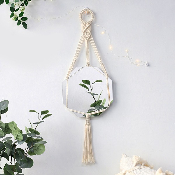Tassel Veggmontert Speil Bohemisk Geometrisk Dekorativt Speil For