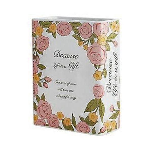 Bokformad Dekorativ Vas Keramisk Bokvas Söt Bokhylla Dekor Gåva Blomkruka för Blommor Bröllopsfest Café Kontorsfest (Stil A)