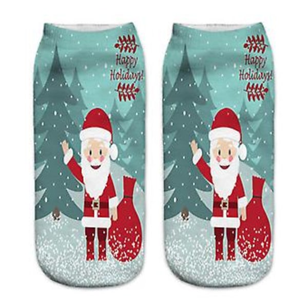 Unisex Jule-Strømper Novelty Ankelstrømper Julemanden Korte Strømper Gave (1 Par Skov Julemanden)