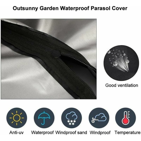 1 STK Black Garden Paraply Cover 210D Oxford Waterproof, Garden Um