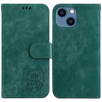 Embosset lærveske for iPhone 14 (Grønn)