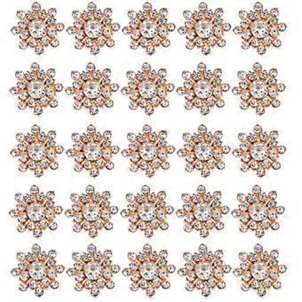 30 stk. Delikate snefnug rhinestone knapper DIY syknapper tøj rhinestone knap dekorationer (Gylden 1)