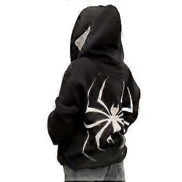 Herre Dame High Street Retro Løs Hip Hop Punk Edderkop Print Hættetrøje Hætte Sweatshirt Toppe -NMAOV(L Sort)