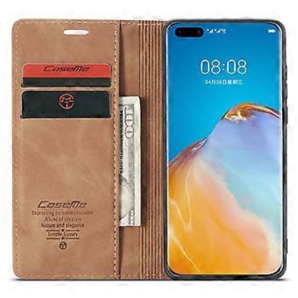 CASEME 013-serie för Huawei P40 Pro Vikbart Stativ PU Läderfodral Plånboksmobilfodral (Stil D)