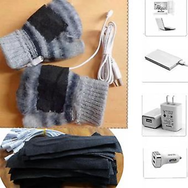Opvarmede Handsker Fingerløse usb Fingerløse Handsker Termiske Handsker Halvfingerhandsker (Grå)
