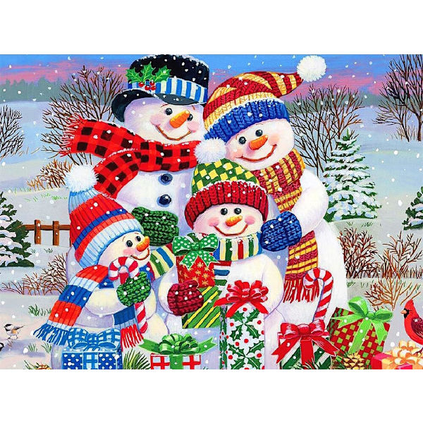 30 x 40 cm, fargerik snømann diamantmaleri