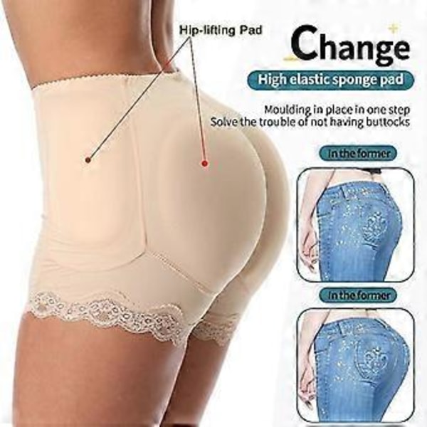 Forstærkere Fake Numse Trusser Hofte Butt Lifter Formende Kontrol Trusser Polstrede Slankende Undertøj Forstærker Hoftepuder Pant (6XL Beige)