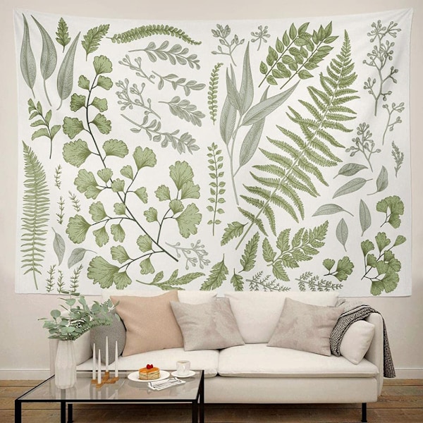 Botanisk Polyester Tekstilvev - Blomster med Grønn og Hvit Vår