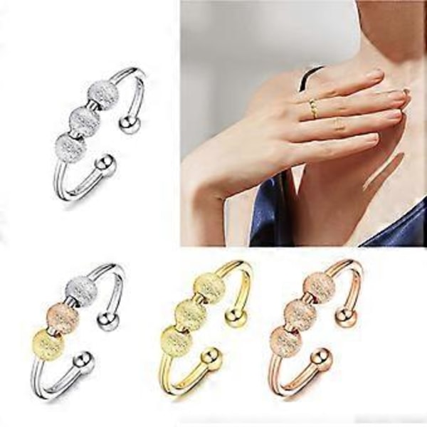 Snurrande Fidget Peace Rings Spinner Öppna Ringar för Ångest Oro Roterbar Ring Stressavlastande Alla hjärtans dag Smycken Presenter (Silver)