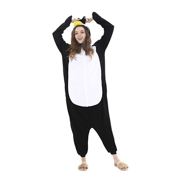 Mukava Unisex Aikuisten Onesie Pyjama Eläin Yksikokoinen Halloween-asu Uniasu -r (11-12 vuotta Pingviini)