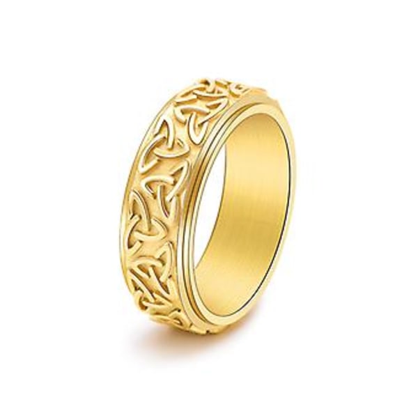 JUSCH Rostfritt Stål Keltisk Triangelknut Vridbar Ring Neutral Stil Herrar Personlighet Smycken Omkrets: 57mm Diameter: 18.2mm -1 stycke Guld