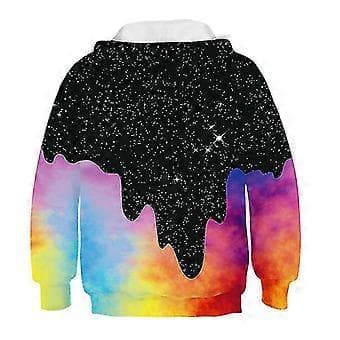 hmwy-gutt jente 3D galakse trykk hettegenser pullover sweatshirt genser topp (4-5 år)