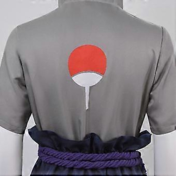 NARUTO Ninja Uchiha Sasuke Cosplay Kostym Set Party Maskerad Halloween Kostym för Vuxen (M Grå)