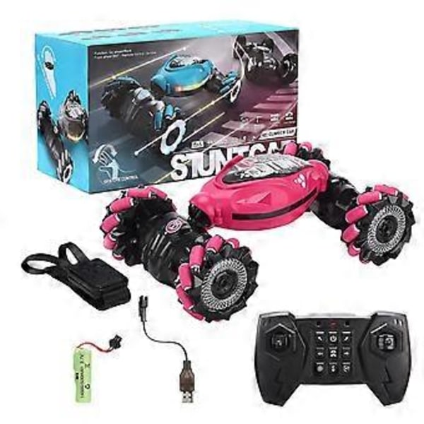 100% UUSI, Kauko-ohjattava auto pojille aikuisille, kädellä ohjattava RC-auto, maastoautot pojille, eleohjattava RC-stunttiauto 360 asteen käännöksillä (punainen)