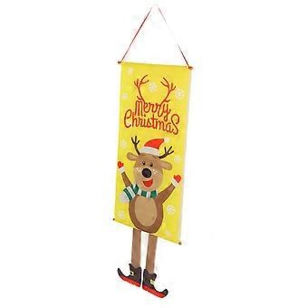 Jul Väggbonad Flagga Älg Julhus Dörrskylt Flagga med Rött Rep för Hem Lägenhet Dekorationer