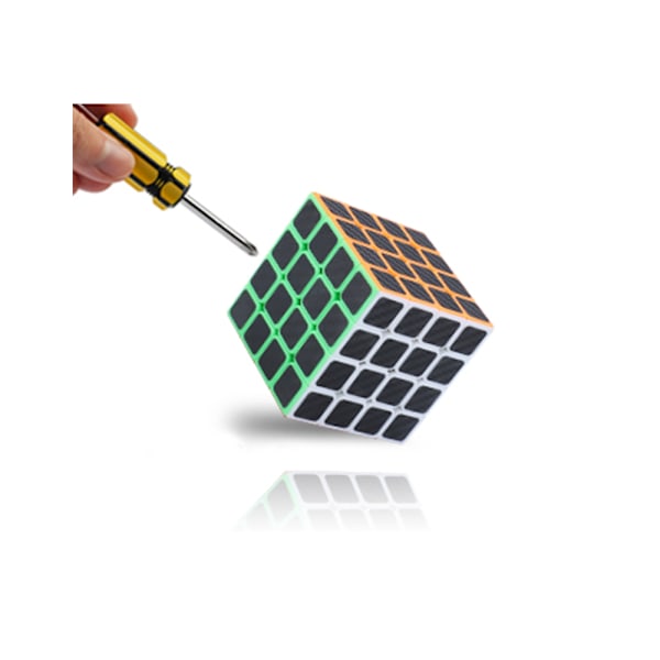 Jigsaw Cube 4x4x4 Uusi Kuutio Hiilikuitu Super Nopea Tarra*
