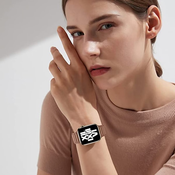 Brun Kompatibel med Apple Watch 7 Magnetiskt Läder 38m Armband