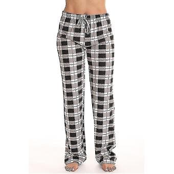 Dames Pyjamasbukser med Lommer, Bløde Flanel Check Pyjamasbukser til Kvinder (M sort)