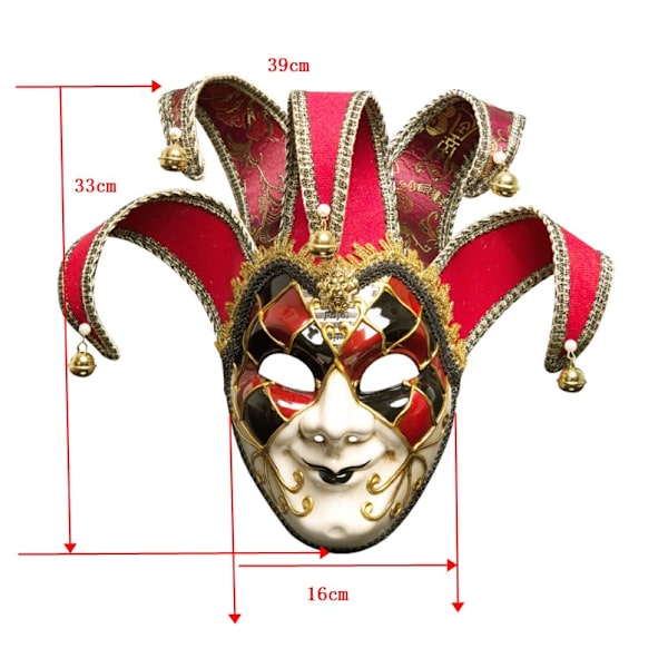 （röd）full venetiansk mask för män
