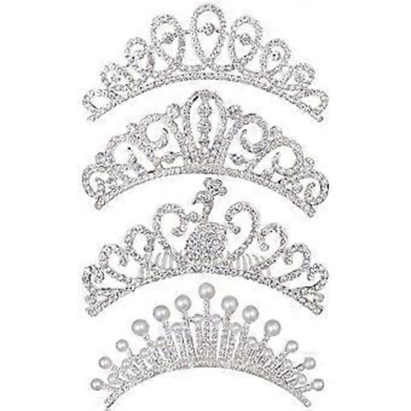 Mini Prinsessakruunu Kampa Rhinestone Lapset Hiusten Kampa Kiiltävä Helmi Pääasu Syntymäpäivä Hiusten Koriste Koristeelliset Hiusten Tarvikkeet Tytöille (tyyli 3)
