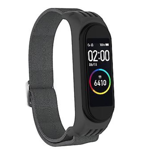For Xiaomi Mi Band 3 / 4 / 5 Twill 8-formet spenne armbånd (kullsvart)